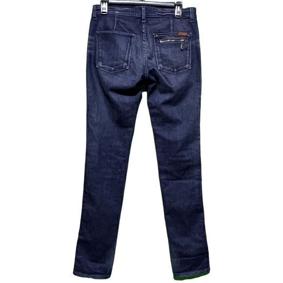 7 for All Mankind‎ Women's Jeans Straight Leg Low Rise Zip Pockets Blue Size 27 - Picture 2 of 9